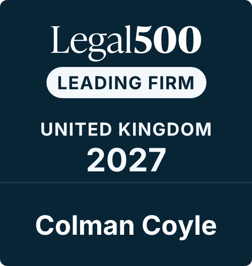 Legal 500 Leading Firm badge for Colman Coyle, United Kingdom 2027.